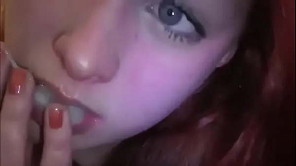 New Married redhead playing with cum in her mouth mega Tube