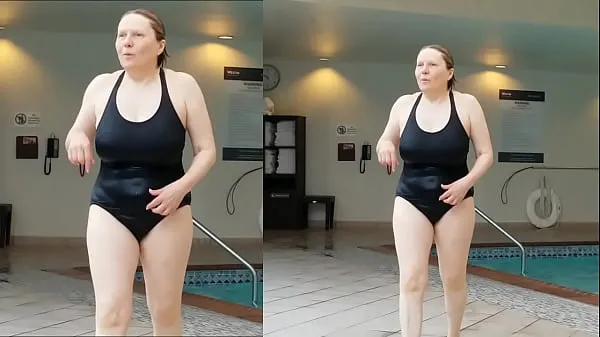 New Sexy Grandma is Sexy at 66 in a black swimsuit mega Tube