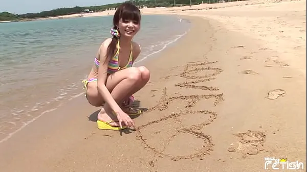New Skinny Japanese chick enjoys having a photoshoot on the beach mega Tube