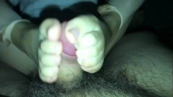 Nieuwe Chinese footjob cum on feet megabuis